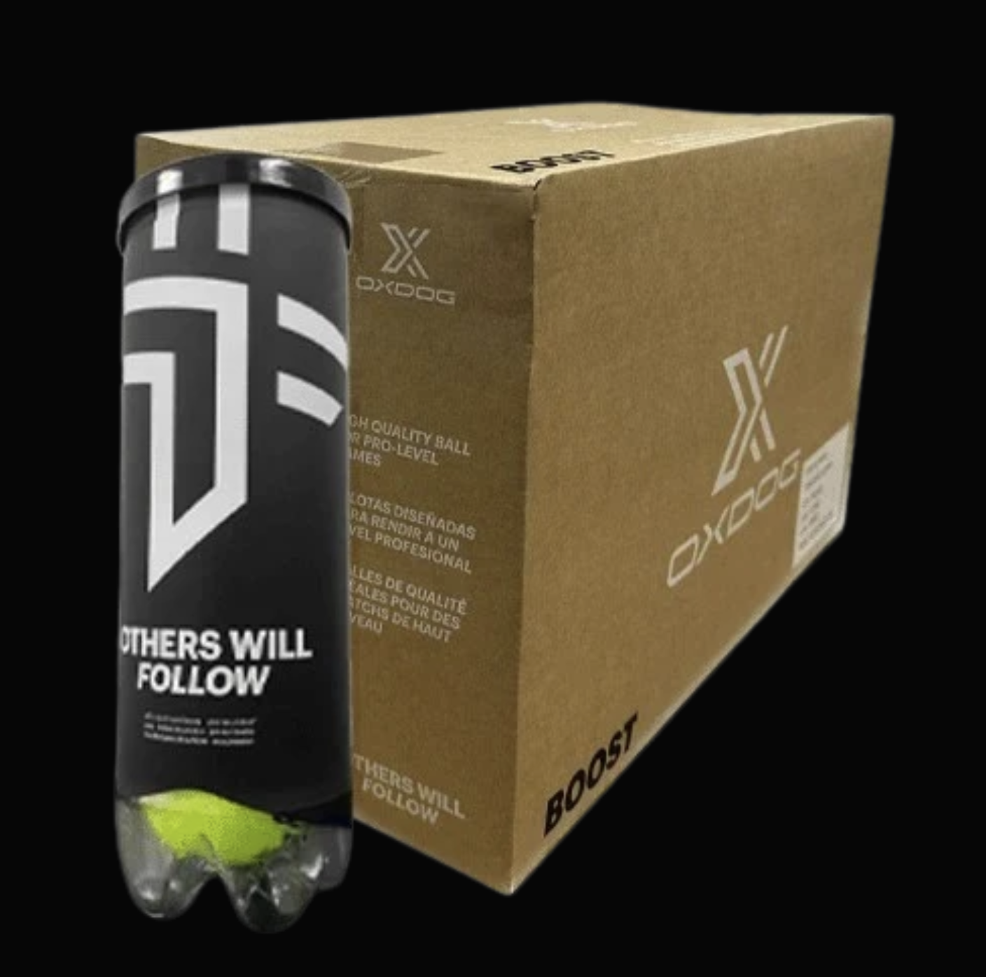 Caixa com 24 tubos de bolas de padel Oxdog Boost