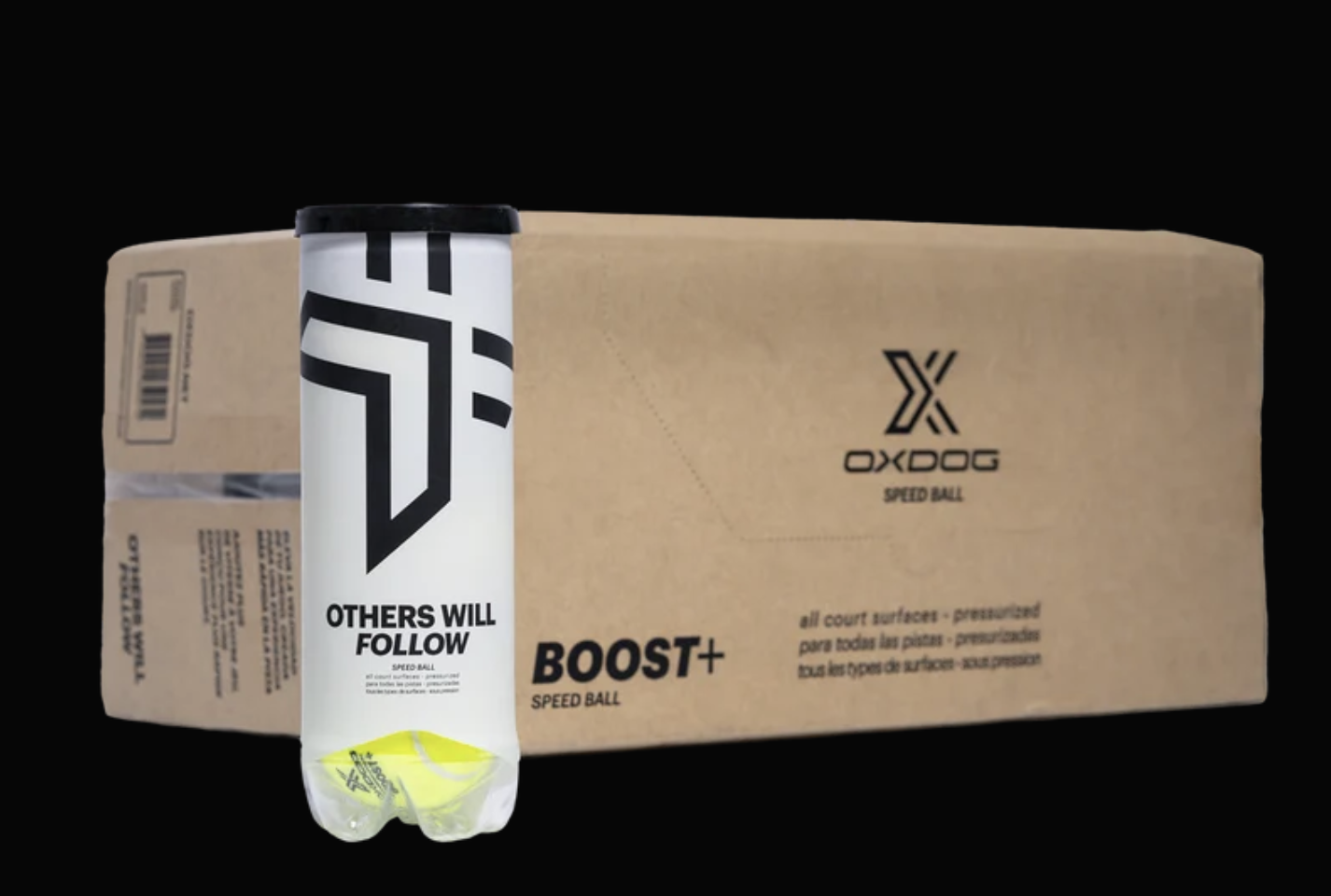 Caixa com 24 tubos de bolas de padel Oxdog Boost+